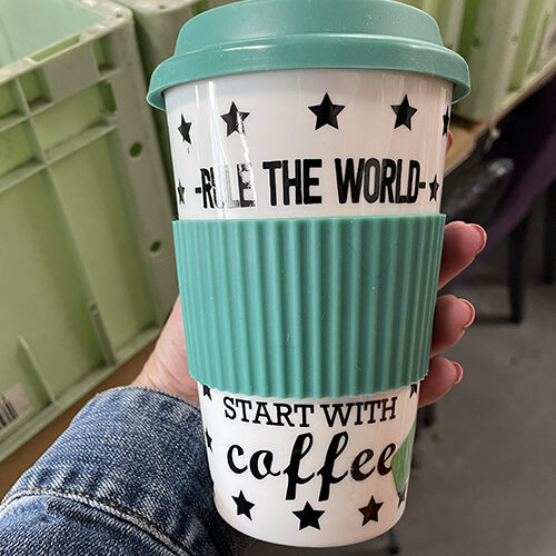 Koffiebeker kamperen kringloopwinkel