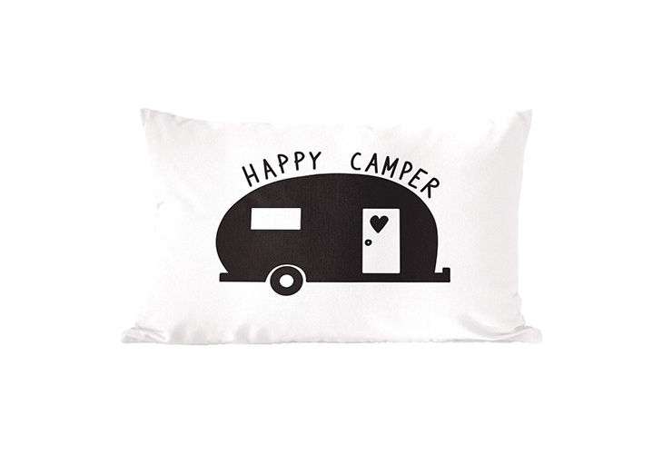 Decembercadeaus kamperen Kussen Happy Camper