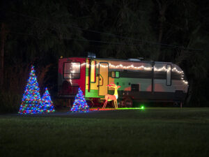 Camper caravan kerstsfeer Camper caravan kerstsfeer