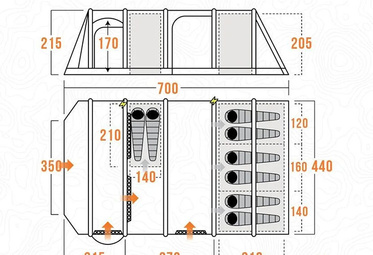 Vango Edition 60 Family Tent plattegrond