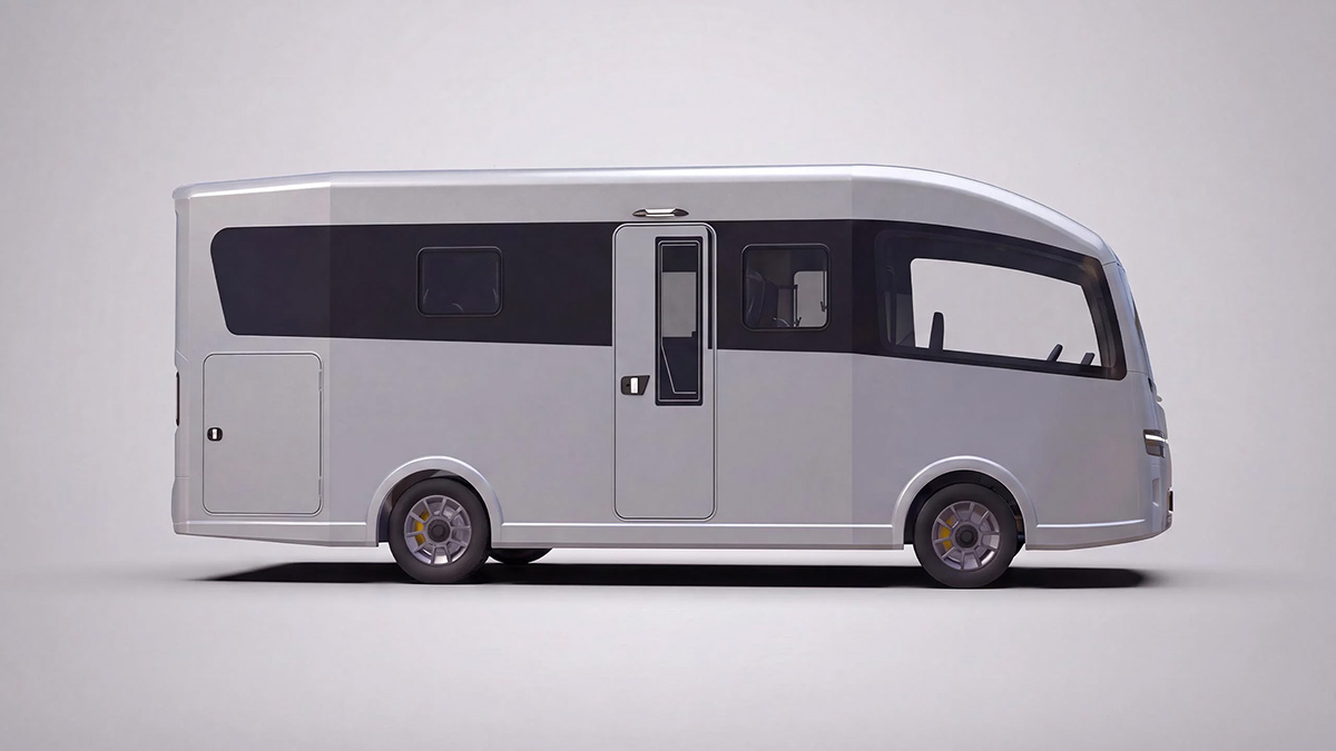 Een studiemodel van een elektrische camper ontwikkeld door Elektrische camper Vöhringer en CityFreighter
