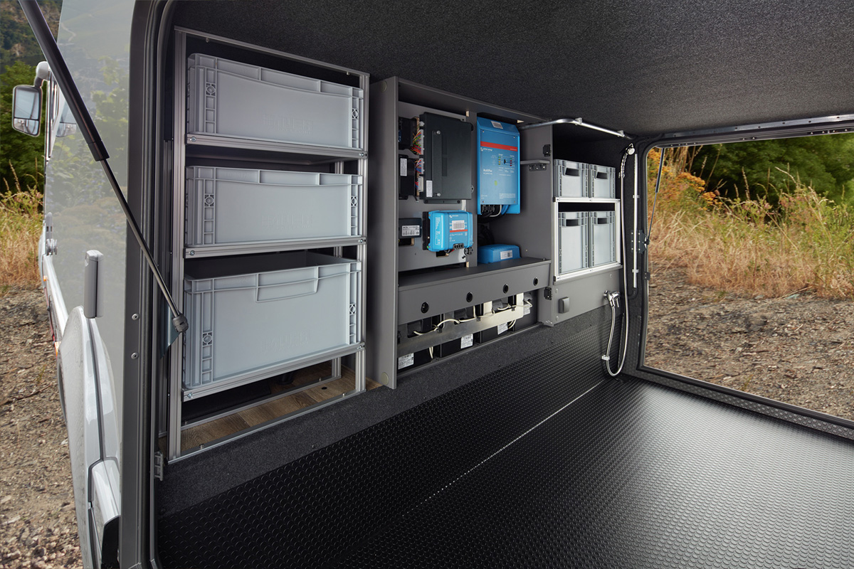 Achtergarage Niesmann Bischoff iSmove met Lithium Energy Pack accukast
