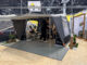 De nieuwe Camp-let Alba tweepersoons vouwwagen met luifel opgebouwd op de beurs.