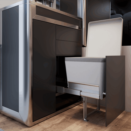 Toilet verstopt in de keukenmodule van Cubivan