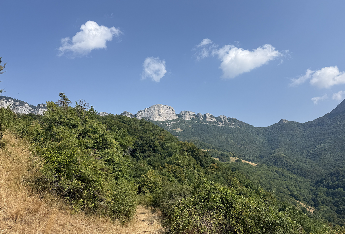Uitzicht op de kalksteenrotsen van het Vercors-massief