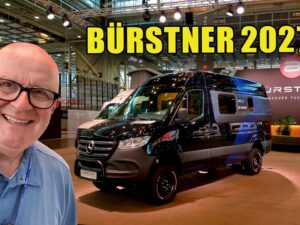 Videostill van de Bürstner Signature op Mercedes-Benz chassis tijdens de Caravan Salon 2026 in Düsseldorf.